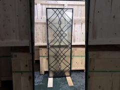 Самые продаваемые в Канаде кованые железные дверные вставки 22*64 со стеклом из стального прутка 12*12 для дверей из стекловолокна