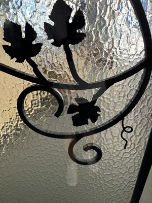 custom Wrought Iron Glass With 12mm*12mm Steel Bar For Wood Door