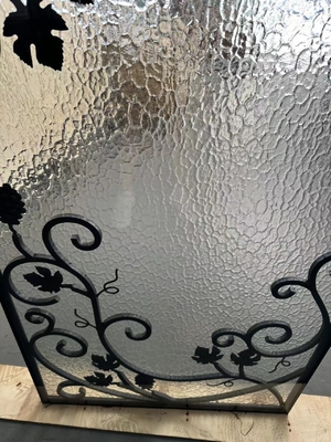 custom Wrought Iron Glass With 12mm*12mm Steel Bar For Wood Door