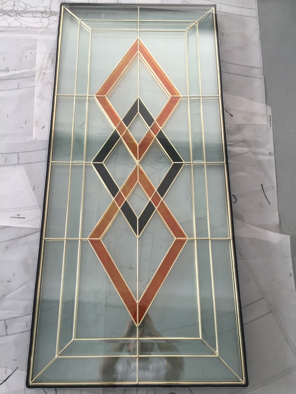62''X31'' Frosting Designs On Decorative Leaded Glass Brass Caming 25.4mm IGCC